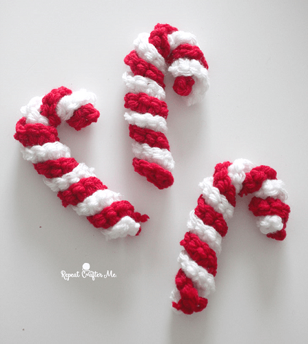 Easy Crochet Candy Canes Pattern by Repeat Crafter Me