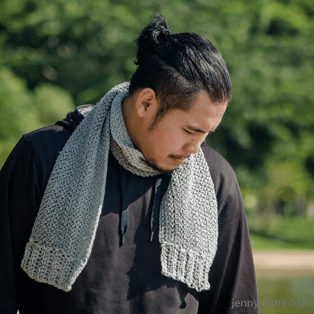 Easy Crochet Men Scarf Free Pattern by Jenny And Teddy