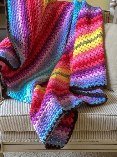 Granny Stripe Easy Crochet Afghan Pattern by Chocolate Dog Studio