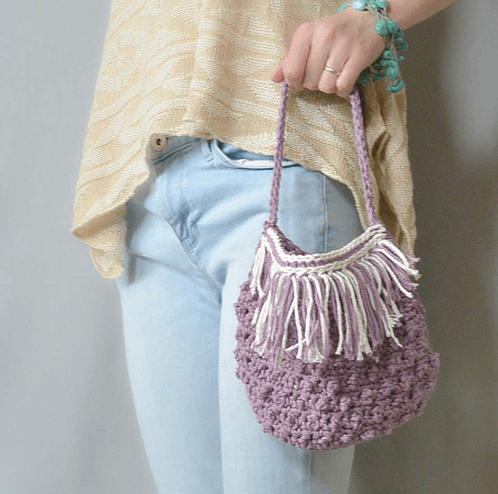 Festival Fringed Crochet Purse Pattern by Mama In A Stitch