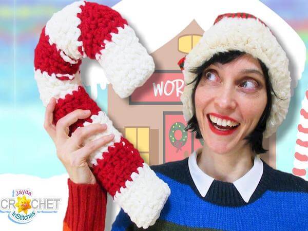 Giant Candy Cane Crochet Pattern by Jayda In Stitches