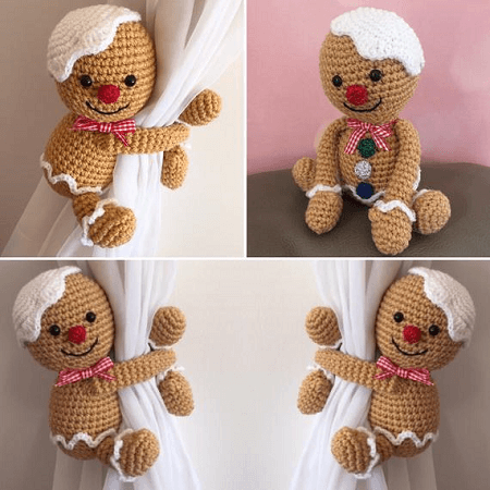 Curtain Tie Back Gingerbread Man Crochet Pattern by Cosy Patterns