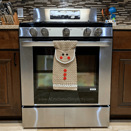 Kitchen Towel Crochet Gingerbread Man  Pattern by A Crocheted Simplicity