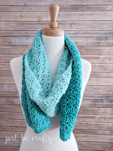  Green Meadows Free Crochet Scarf Pattern by Just Be Crafty