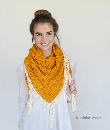 Honey Bird Triangle Scarf Crochet Pattern by Hopeful Honey