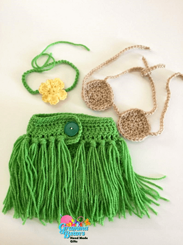 Little Hula Girl Outfit Crochet Pattern by Gramma Beans