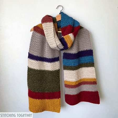 Multicolored Crochet Scarf Pattern by Stitching Together
