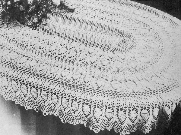 Oval Pineapple Tablecloth Crochet Pattern by LJ Crystals And Crochet