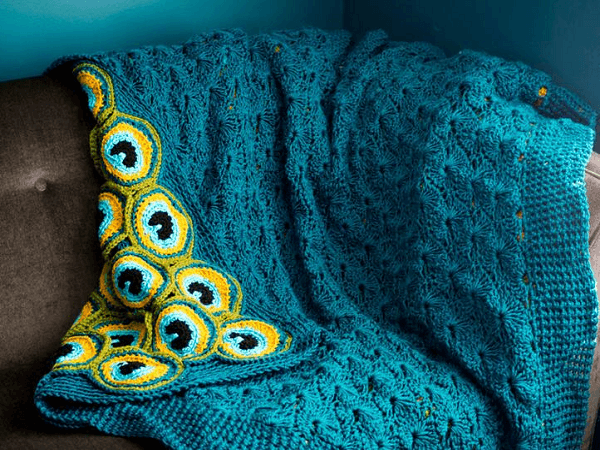 Peacock Pretty Afghan Crochet Pattern by Kraftling