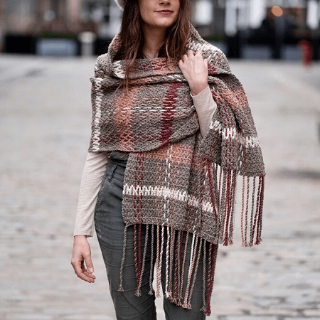 Rosebridge Plaid Blanket Scarf Free Crochet Pattern by Two Of Wands