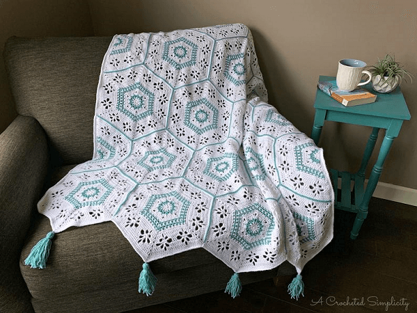 Succulent Spring Hexagon Crochet Afghan Pattern by A Crocheted Simplicity