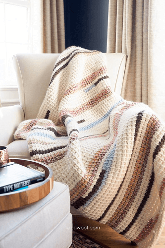 Tunisian Crochet Throw Pattern by 1 Dog Woof