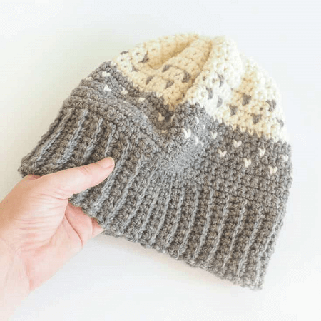 Two Tone Fair Isle Hat Crochet Pattern by Ideal Me