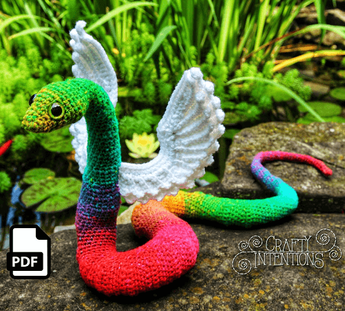 Winged Snake Crochet Amigurumi Pattern by Crafty Intentions