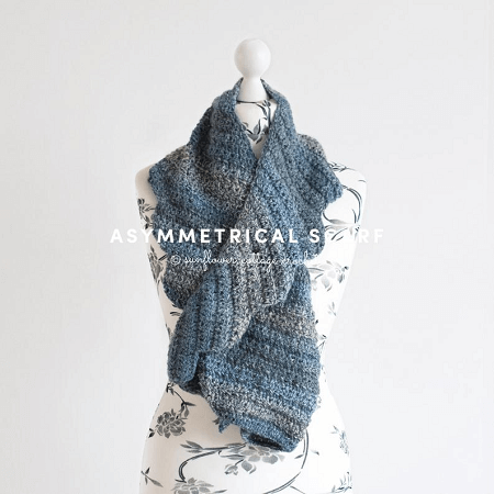 Asymmetrical Scarf Crochet Pattern by Sunflower Cottage Co