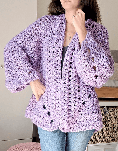 Chunky Hexagon Cardigan Free Crochet Pattern by The Snugglery