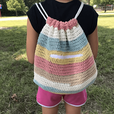 Cinch Sack Backpack Crochet Pattern by Crochet It Creations