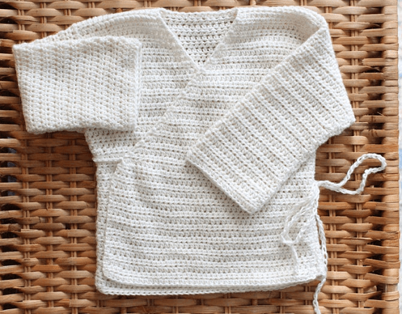 Crochet Baby Wrap Sweater Pattern by Abigail Haze Designs
