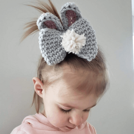 Crochet Bunny Hair Bow Pattern by But First Crochet