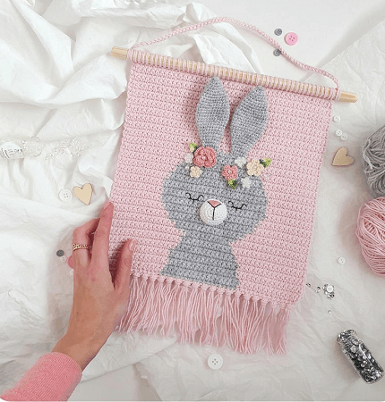 Crochet Bunny Wall Hanging Pattern by Demi Deco Shop