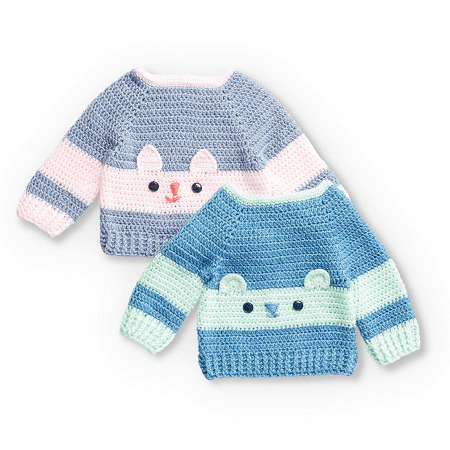 Crochet Character Baby Sweater Pattern by Yarnspirations