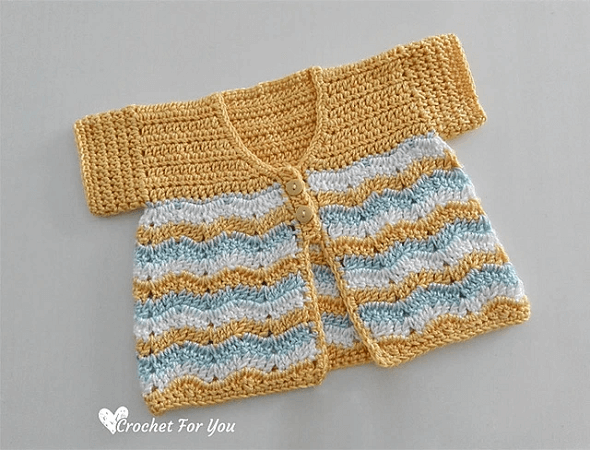 Crochet Chevron Spring Baby Cardigan Pattern by Crochet For You