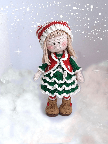 Crochet Christmas Doll Pattern by Knit A Miracle