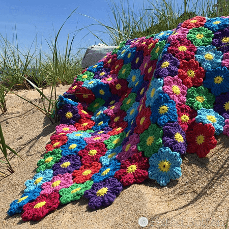 Crochet Flower Blanket Pattern by Felted Button