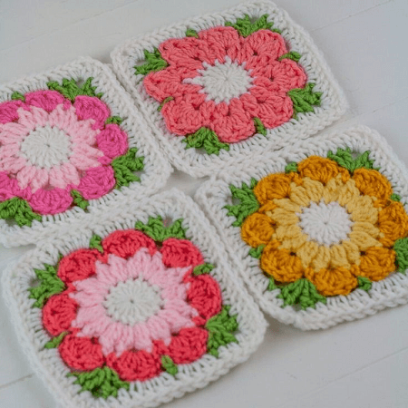 Granny Square Free Crochet Flower Pattern by Winding Road Crochet