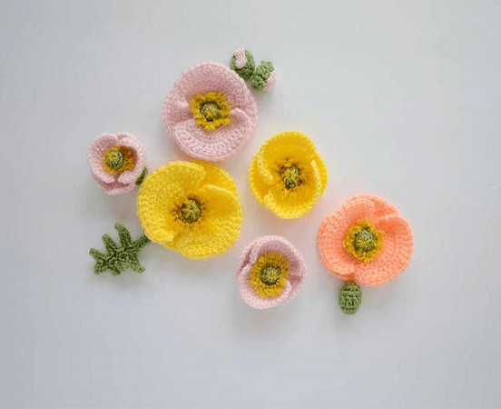Iceland Poppy Crochet Small Flower Pattern by Picot Pals
