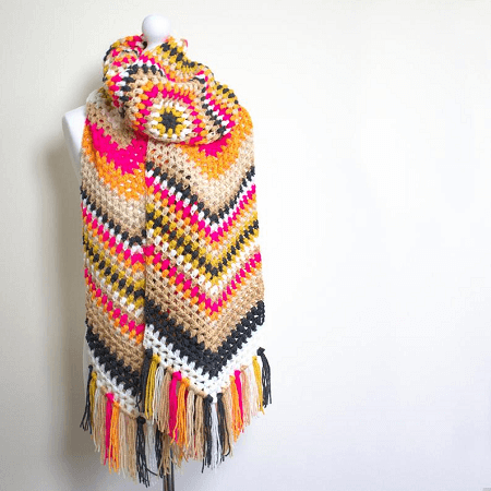 Crochet Indie Scarf Pattern by Wool N Hook