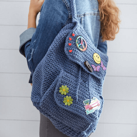 Crochet Patch Backpack Pattern by Yarnspirations