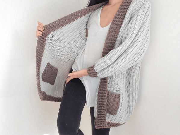 Crochet Reversible Cardigan With Pockets Pattern by TCCDIY