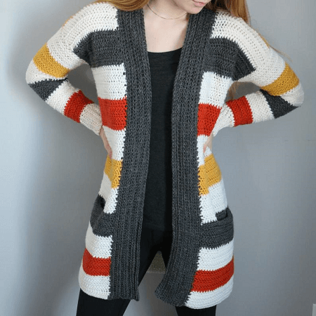 Crochet Striped Cardigan Pattern by MJs Off The Hook Designs