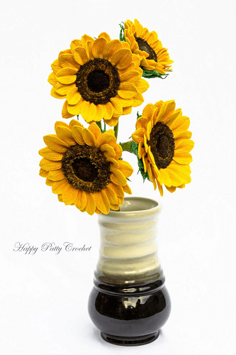 Sunflower Crochet Flower Pattern by Happy Patty Crochet