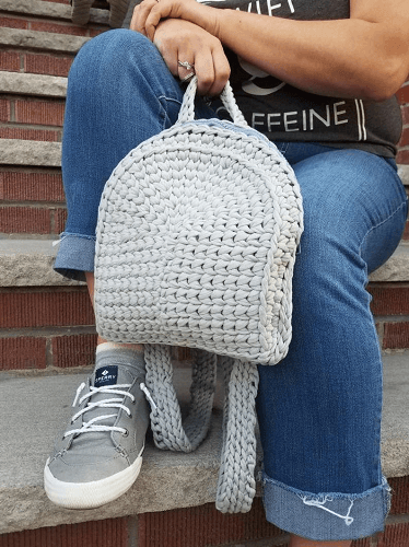 Crochet T-shirt Yarn Backpack Pattern by Knitz N Purlz