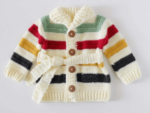 Crochet Vintage Stripes Baby Sweater Pattern by Daisy Farm Crafts