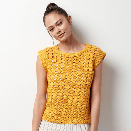 Crochet Yellow Top Pattern by Yarnspirations