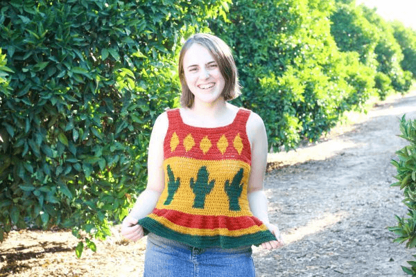 Desert Cactus Top Free Crochet Pattern by E'Claire Makery