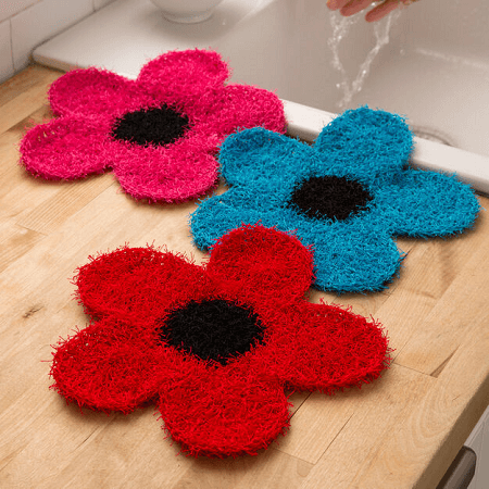 Fancy Flower Scrubber Crochet Pattern by Red Heart