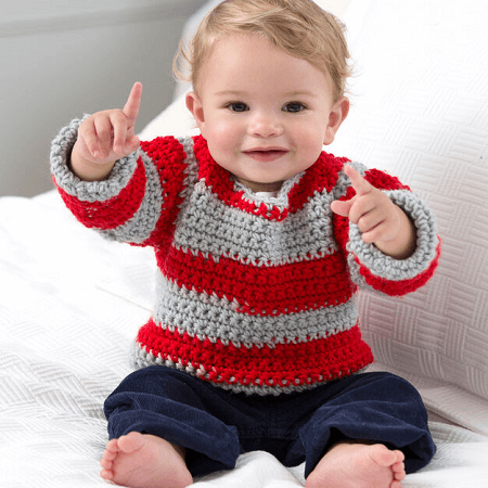 Free Crochet Baby Sweater Pattern by Red Heart