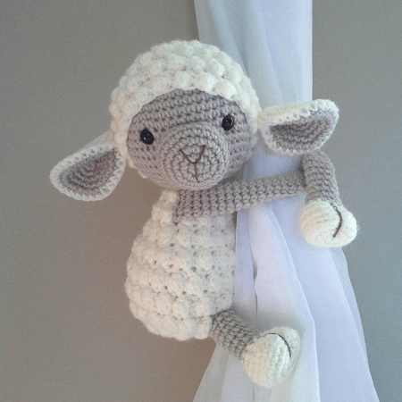 Crochet Lamb Curtain Tie Back Pattern by BB Adorables