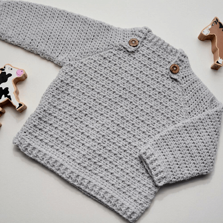 Lazy Day Baby Sweater Crochet Pattern by Hannah Cross