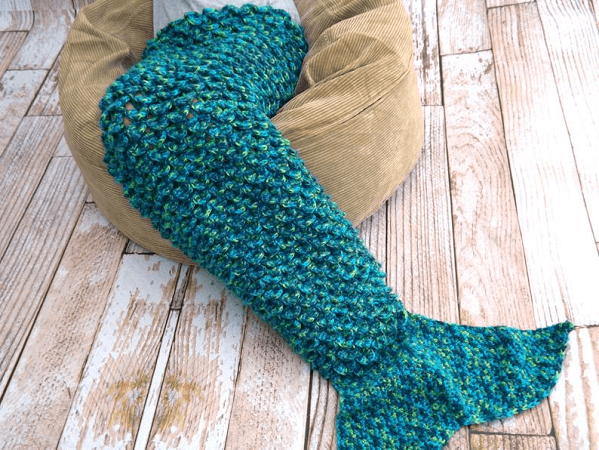 Mermaid Tail Lap Blanket Crochet Pattern by Jen's Tangled Threads