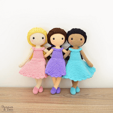 Mia, The Sweet Doll Crochet Pattern by Bunnies And Yarn