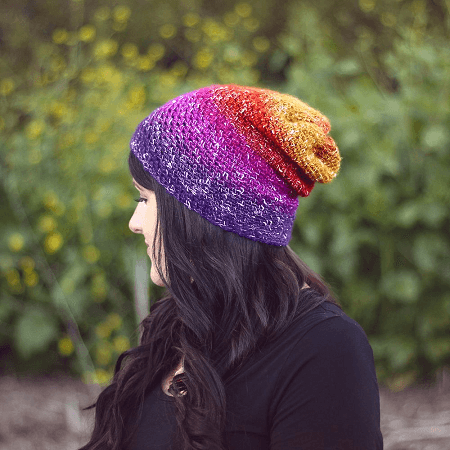 Ombre Slouchy Beanie Crochet Pattern Free by Gleeful Things