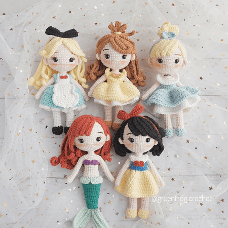 Princess Dolls Crochet Pattern by Green Frog Crochet