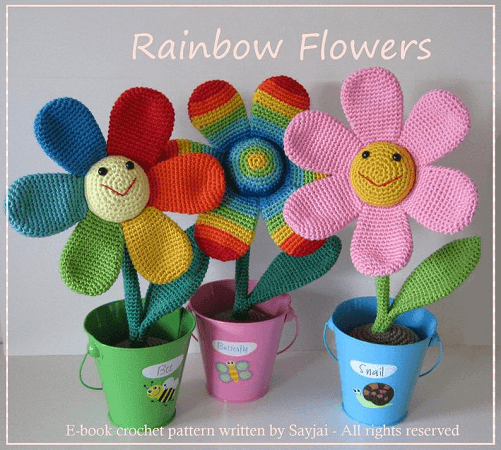 Rainbow Amigurumi Easy Crochet Flower Pattern by Kandjdolls