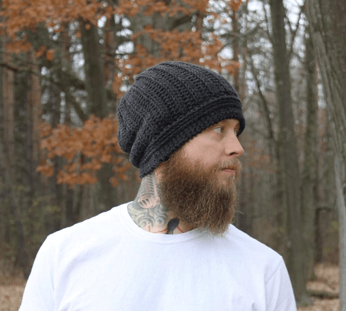 Ribbed Slouchy Beanie Crochet Pattern by The Madame Hatter