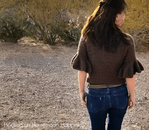 Ruffled Crochet Top Pattern by Hooked Homemade Happy